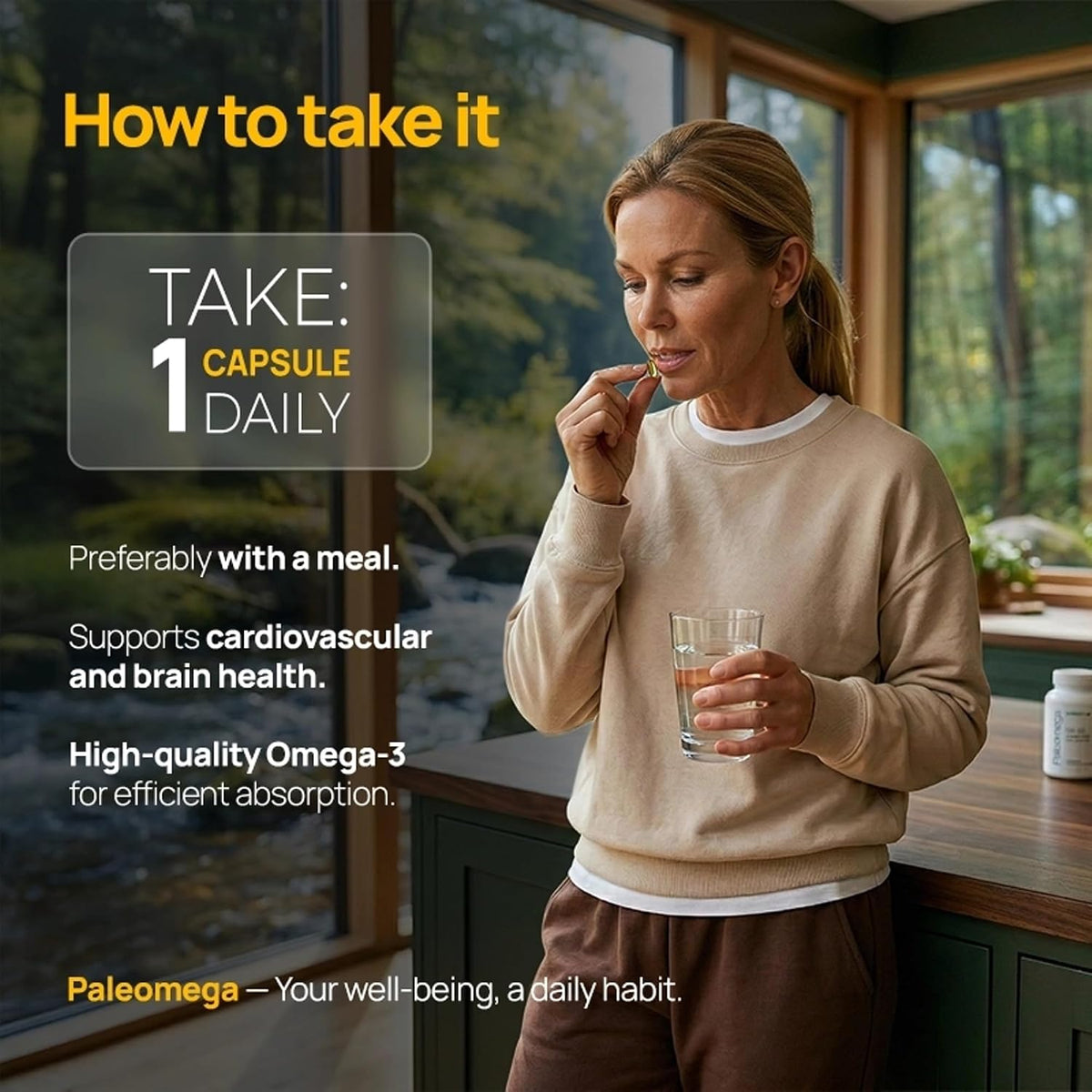 Paleolife - Premium Paleomega Fish Oil. Fresh Natural Fish Oil from Danish Trout - 1500 mg. 60 Soft Capsules (1-Pack)
