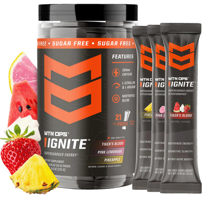 MTN OPS Ignite Energy Powder, Zero Sugar, Tiger's Blood