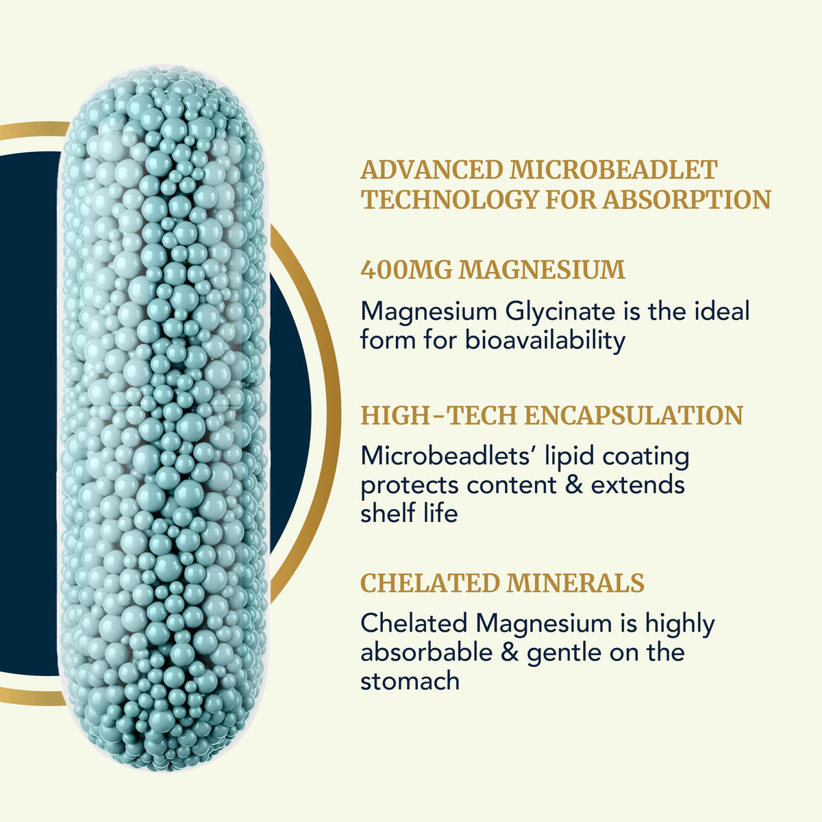 Magnesium Glycinate Supplement | Advanced Microbeadlets | Chelated for Maximum