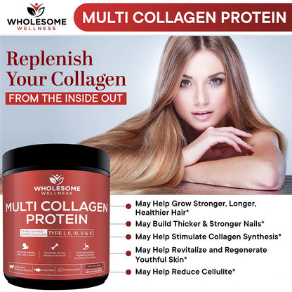 Multi Collagen Protein Powder Hydrolyzed (Type I II III V X) Grass-Fed All-in-One Super
