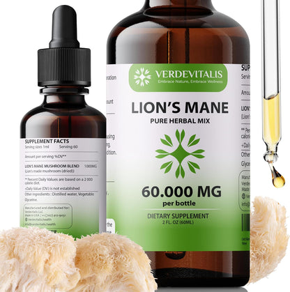 Lion's Mane Extract - Daily Mushroom Supplement for Memory, Focus & Clarity - Brain Booster- Mushroom Drops for Brain Health Support -Made in USA- 2 Fl Oz