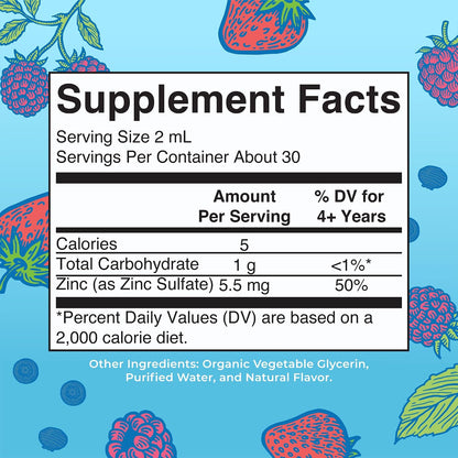 MaryRuth Organics Zinc Supplement for Immune Support, Immune Support Supplement for Kids, Ages 4-13, Zinc Sulfate, Vegan, USDA Organic, Glycerin Based, 2 Fl Oz