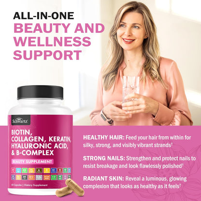 BioSchwartz Biotin Collagen Keratin Supplement - Hair Vitamins for Women
