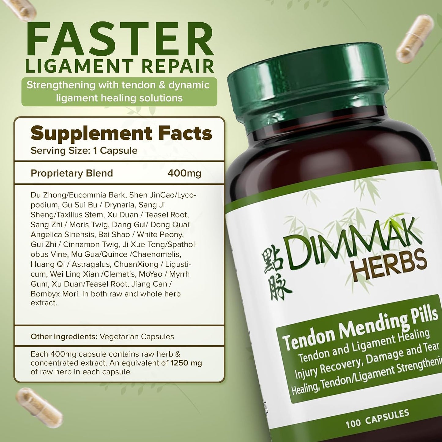 Tendon Mending Pills- Tendon & Ligament Support- Advanced Mobility Formula for Stiffness, Rotator Cuff & Achilles Recovery- Daily Soft Tissue & Injury Repair- TCM Formula