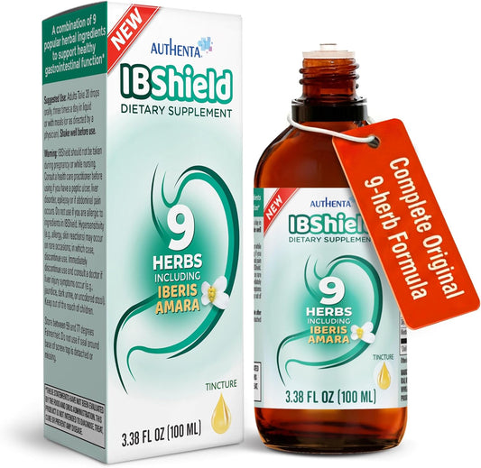 IBShield Tincture 100ml | 6+3=9 Herbs | Iberis Amara, Peppermint, Chamomile, Lemon Balm, Caraway, Licorice, Angelica, Celandine & Mary's Thistle | Original Herbal Formula Supports Digestive Wellness