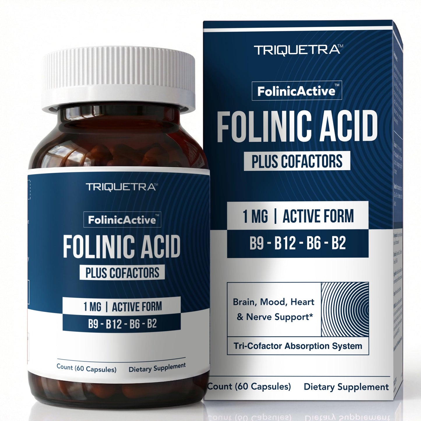 FolinicActive™ Organic Folinic Acid Liquid Drops for Brain, Heart, Nerve & Mood Support - 1700 mcg with B12, B6 & Riboflavin B2 - Tri-Cofactor Absorption System -Berry Flavor Drops, 1fl oz-60 Servings