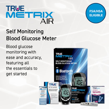 TRUE METRIX Meter Kit, Glucose Monitor, Supplies, Log Book, Solution | Includes Blood Glucose Meter, Case, 100 Test Strips, 100 Lancets, Lancing Device, Control Solution, Log Book