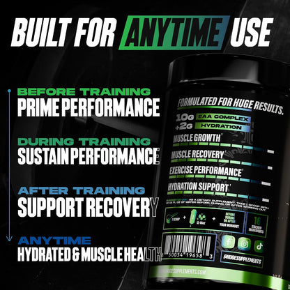 Huge EAA + Hydration, Essential Amino Acids Powder, EAAs & BCAAs, Intra & Post Workout Recovery Powder, Muscle Growth, Recovery & Performance, 10g EAAs & Electrolytes, Kiwi Blueberry, 30 Servings