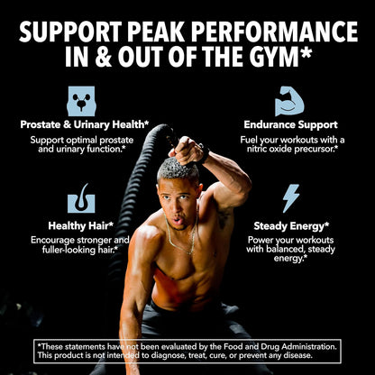 Prostate Health and Nitric Oxide Support Bundle for Active Male Health | Saw Palmetto with Nettle and Pumpkin Capsules & L-Arginine with L-Citrulline Capsules, Bundle for Men, 60 Servings of Each