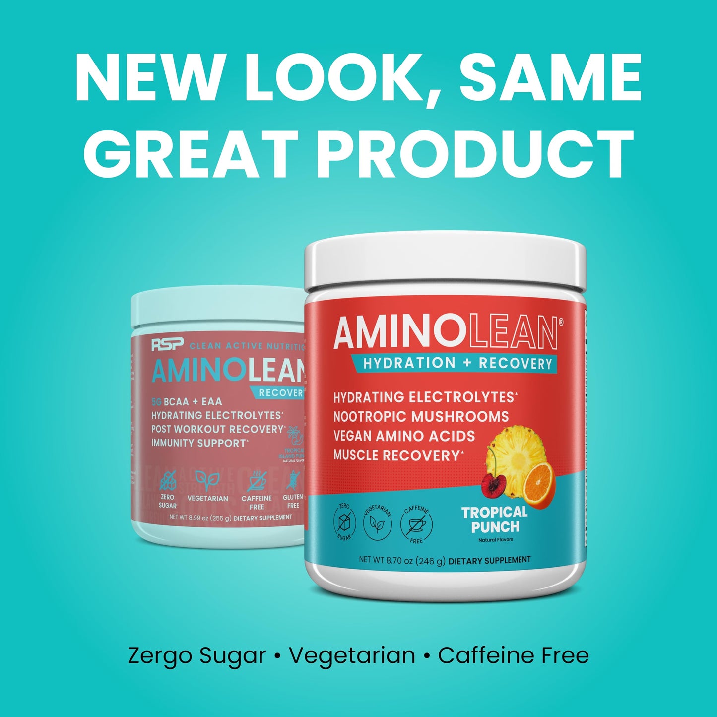 AminoLean Recovery Electrolytes Powder with Vegan BCAA + EAA Amino Acids | 5g Vegan Amino Acids, Hydration, Electrolytes & Nootropic Reishi Mushrooms for Post Workout & Morning Recovery, Sugar Free