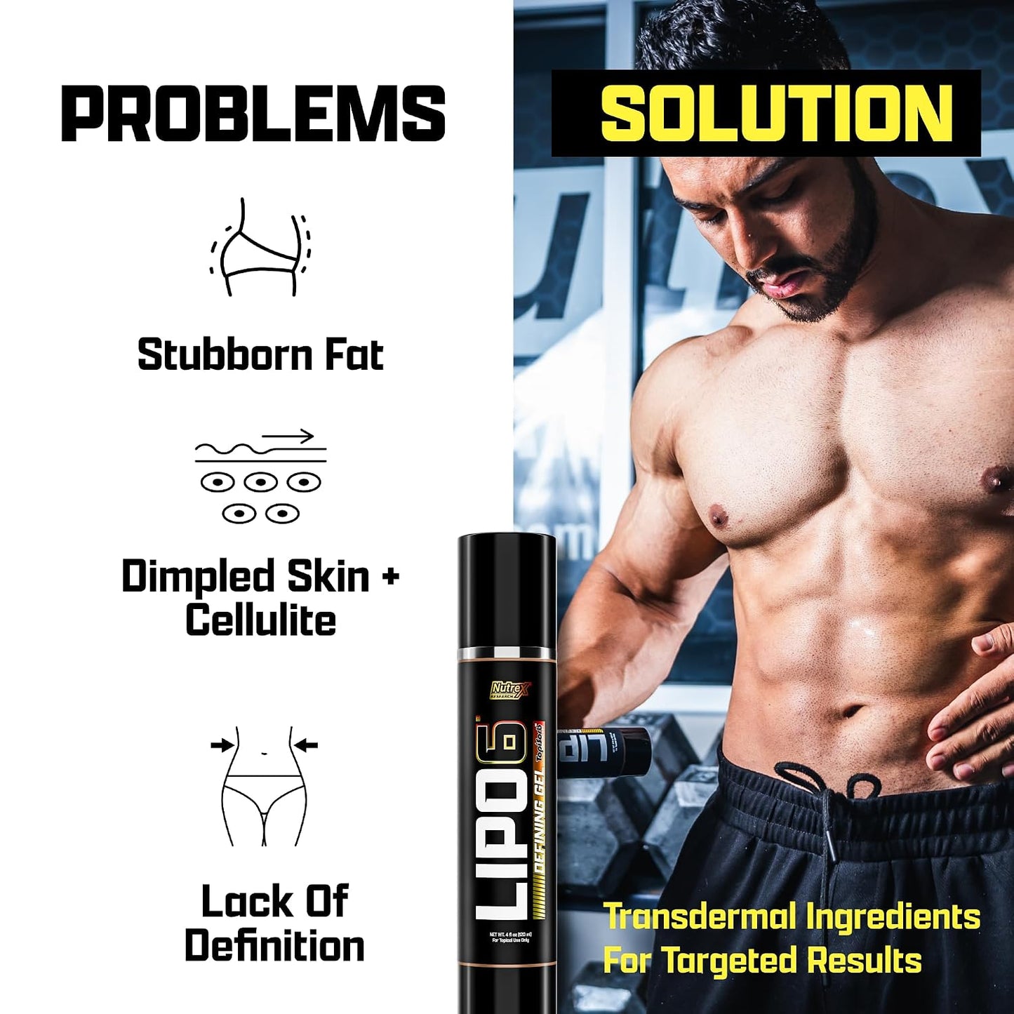 Nutrex Research Lipo-6 Defining Gel & L-Carnitine 3000 | Stimulant-Free Body Support & Workout Companion | Fast-Absorbing Topical Gel + Liquid L-Carnitine