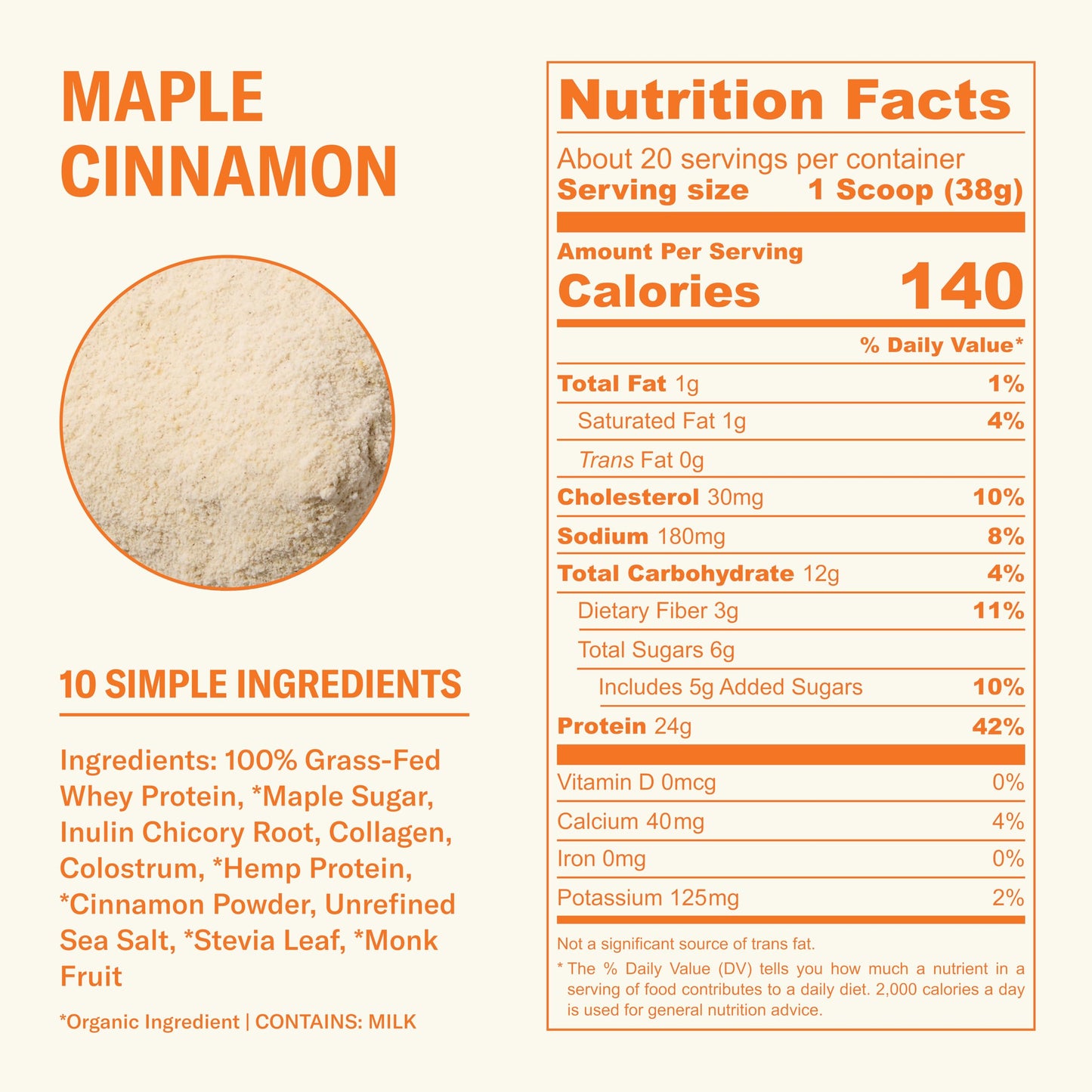 Grass Fed Whey Protein Powder, Vanilla Bean, 24g Protein with Collagen Peptides, Bovine Colostrum, Hemp Hearts & Prebiotic Fiber, No Added Sugar or Artificial Ingredients, 20 Servings