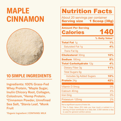 Grass Fed Whey Protein Powder, Vanilla Bean, 24g Protein with Collagen Peptides, Bovine Colostrum, Hemp Hearts & Prebiotic Fiber, No Added Sugar or Artificial Ingredients, 20 Servings