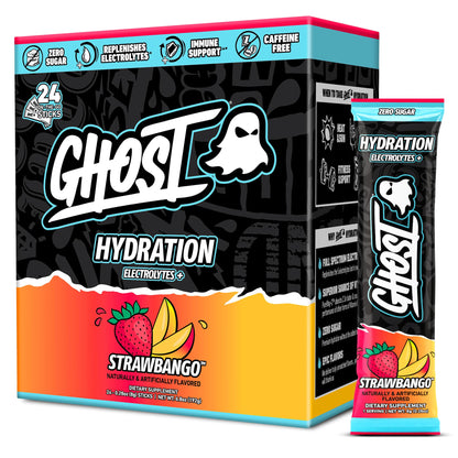 GHOST Hydration Sticks, Electrolyte Powder Packets, Sonic Cherry Limeade - 24 Sugar Free Instant Electrolyte Drink Mix - Caffeine-Free Daily Hydration & Immune Support with Clean Formula
