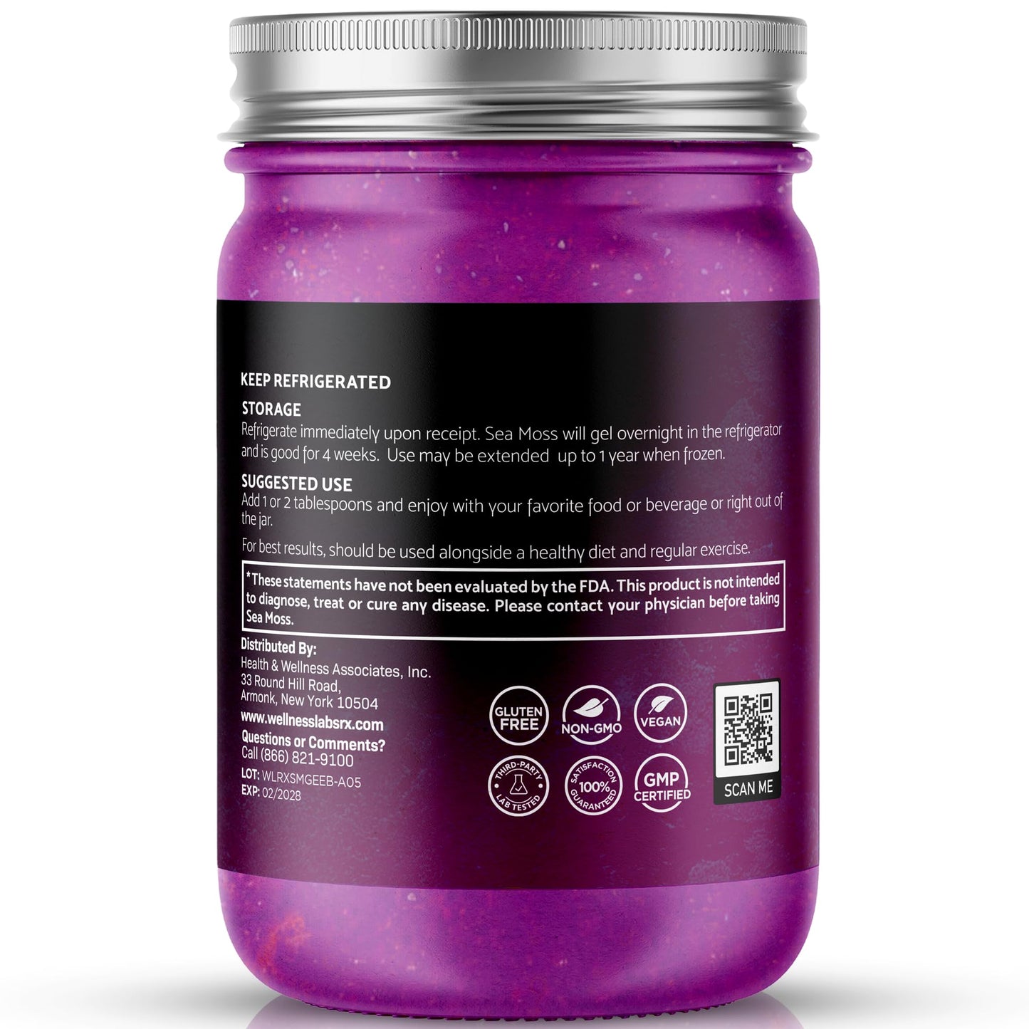 WELLNESS LABSRX Irish Sea Moss Gel Raw - Wildcrafted Superfood Seamoss Gel - Pineapple Mango Flavor, Vitamin and Mineral-Rich from Pristine Caribbean Waters - 10 oz.