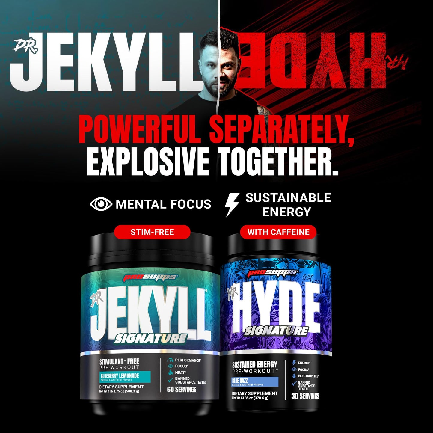 ProSupps Mr. Hyde Nightmare Pre Workout Powder with Caffeine & Beta Alanine - Preworkout for Intense Energy, Mental Focus & Performance - Gym & Fitness Supplements (Black N' Blueberry, 30 Servings)