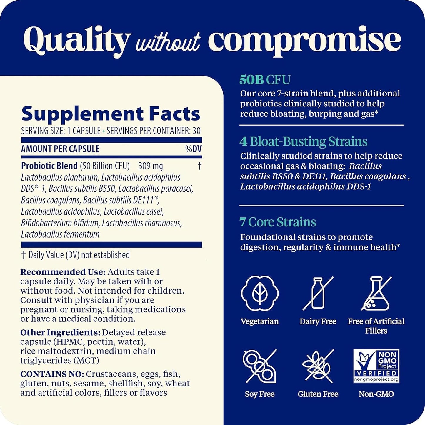 Enzymedica SubCulture Probiotic for Bloat & Digestive Health - Probiotic Supplement Capsules for Women & Men, 50 Billion CFU, Gut Health Support for Adults, Helps Occasional Gas & Bloating - 30 Caps