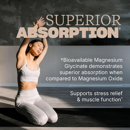 Swisse Magnesium Glycinate 270mg Per Serving, High Absorption Magnesium Glycinate Supplement, Supports Stress Relief, Muscle Relaxation & Bone Health, Gentle on Stomach, 60 Tablets