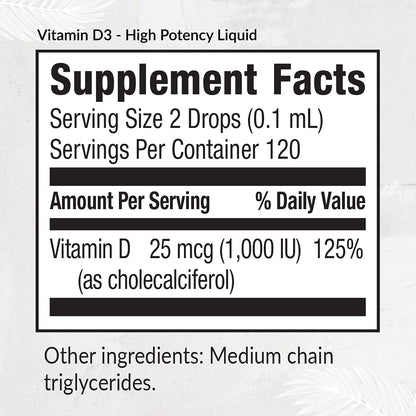 Equilife Vitamin D3: High Potency Liquid Drops, Non GMO, 0.40 fl oz | Easy Digestion & Absorption | Supports Immune Function | Promotes Bone & Overall Health | Allergen & Gluten Free | Non-GMO