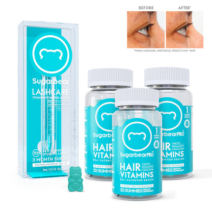 SugarbearPro Hair Vegan Vitamin Gummies for Luscious Hair with Biotin, Vitamin E, Folic