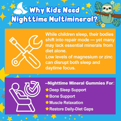 Kids 4+ Magnesium + Saffron Sleep Gummies, Relax Happy Filled Gummy, Bedtime Calcium Zinc, Mineral + Multivitamin Gummies, Melatonin Free | Vitamin D3 K2 | Bone, Only Need 1 Gummy - Sweet Dream Magic