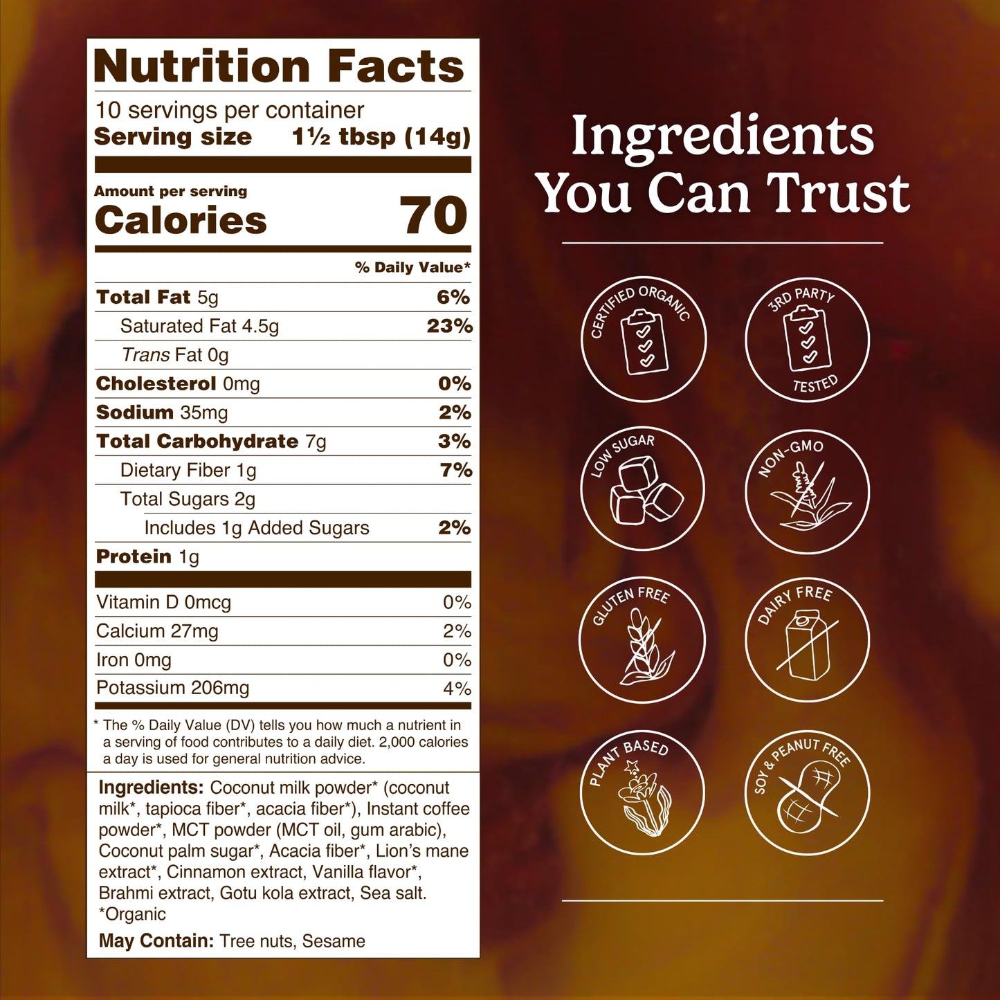 Organic Traditions Mind Fuel Instant Mushroom Coffee Alternative, Caffeine Free Lion’s Mane and Maca Herbal Drink with Dandelion, Chicory, Roasted Grain Blend, Natural Focus Support, 140g / 5oz