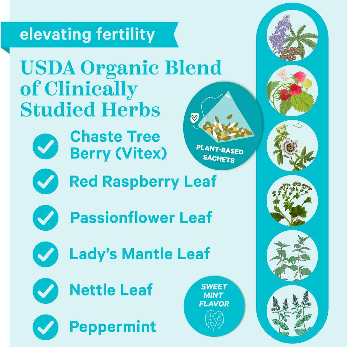 Pink Stork Fertility Tea for Conception and Hormone Balance with Organic Mint, Vitex