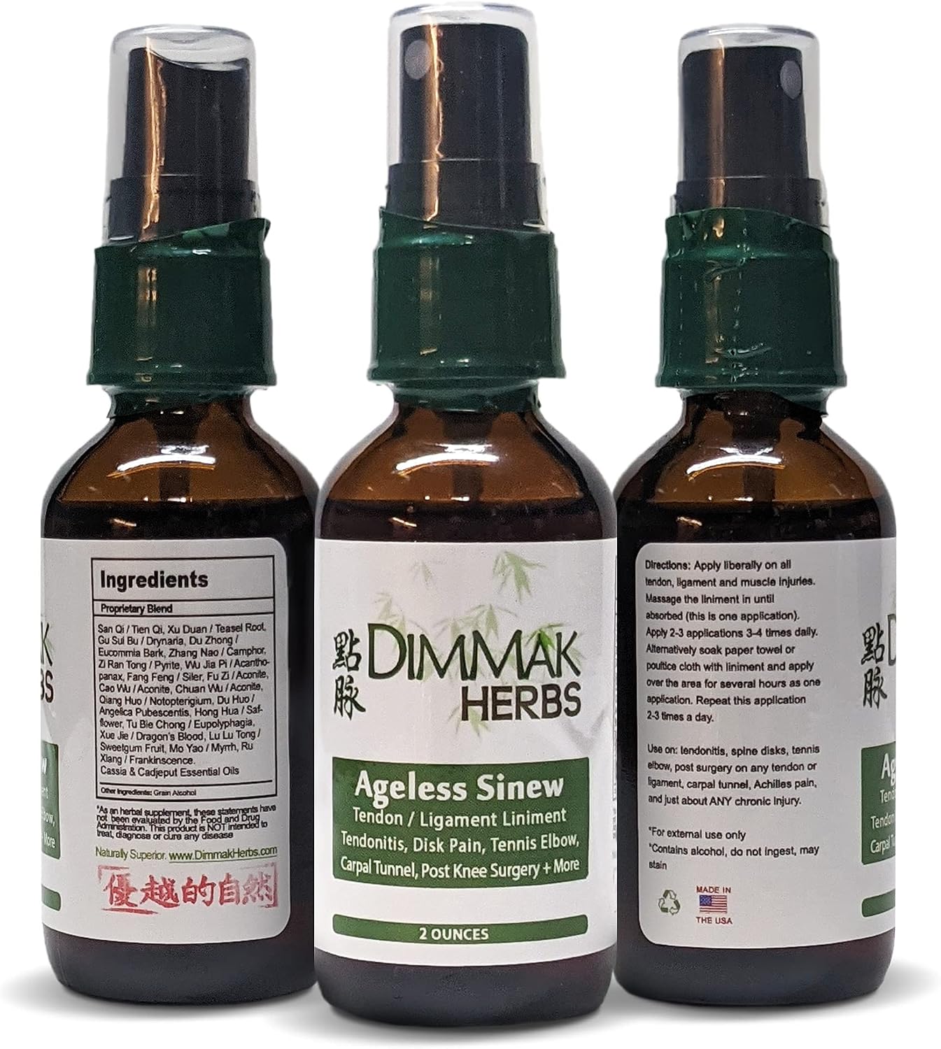 Dimmak Herbs Ageless Sinew Liniment- Deep-Penetrating Herbal Spray for Tendons, Tennis Elbow & Ligament Recovery- Authentic TCM Formula for Chronic & Stubborn Injuries- Non-Greasy, Fast-Drying (2oz)