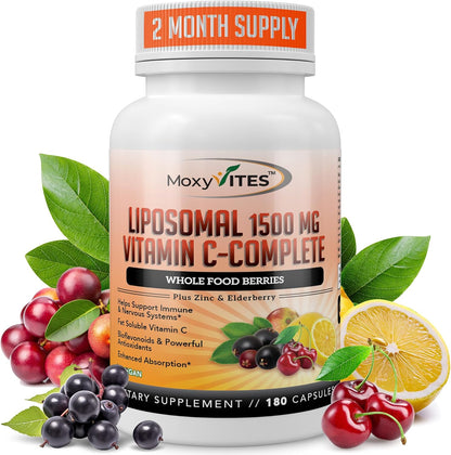 MoxyVites Liposomal Vitamin C with Organic Berries + Vitamin D3 K2 with Omega-7 Sea Buckthorn Oil – Immune Support, Antioxidant Protection, Bone & Heart Wellness – Premium Daily Wellness Pack