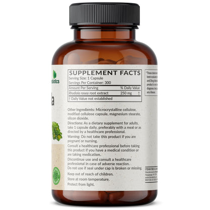 Futurebiotics Rhodiola Rosea Powder Adaptogenic Herb Vegetarian Capsules, 60 Count