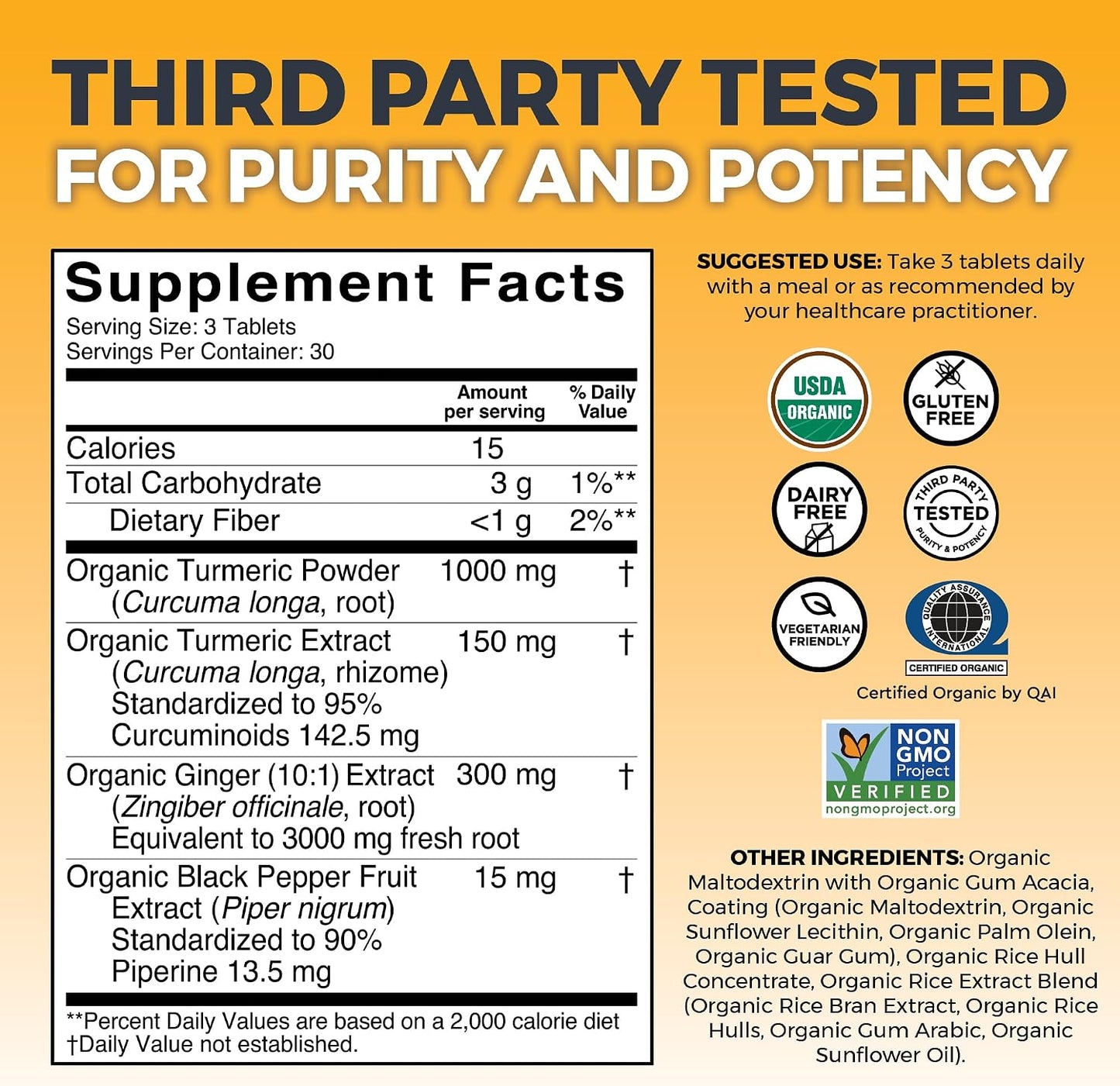 Viva Naturals Turmeric and Ginger Supplement with Black Pepper for Better Absorption - Organic Turmeric Curcumin to Support Joint, Heart and Digestive Health, Non-GMO - 120 Tablets
