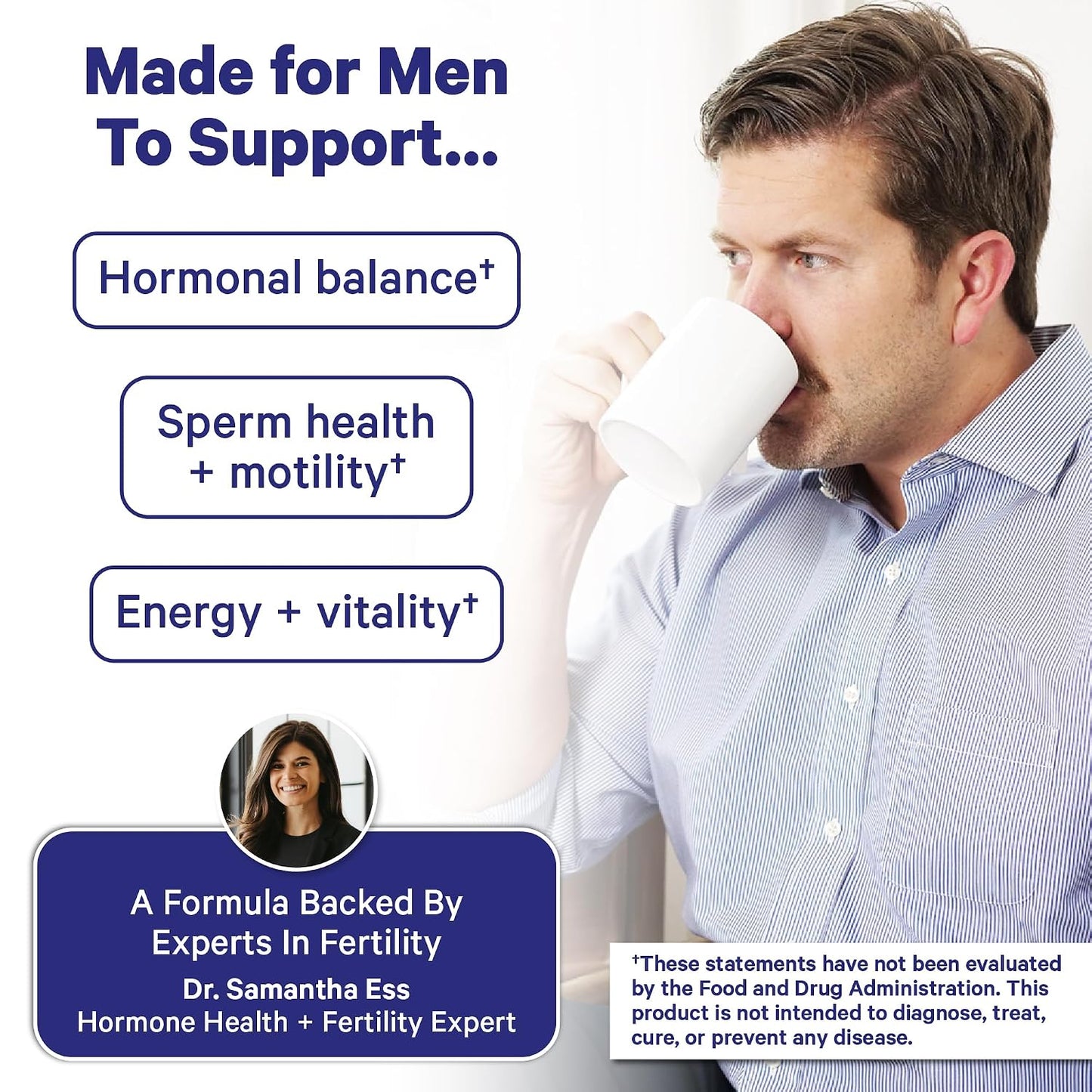 BlueStork Organic Fertility Tea for Men, Mint, 15 Sachets | Organic Fertility Supplements for Men - Green Tea, Maca Root, and Ginkgo Biloba - Male Reproductive Health