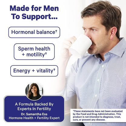 BlueStork Organic Fertility Tea for Men, Mint, 15 Sachets | Organic Fertility Supplements for Men - Green Tea, Maca Root, and Ginkgo Biloba - Male Reproductive Health