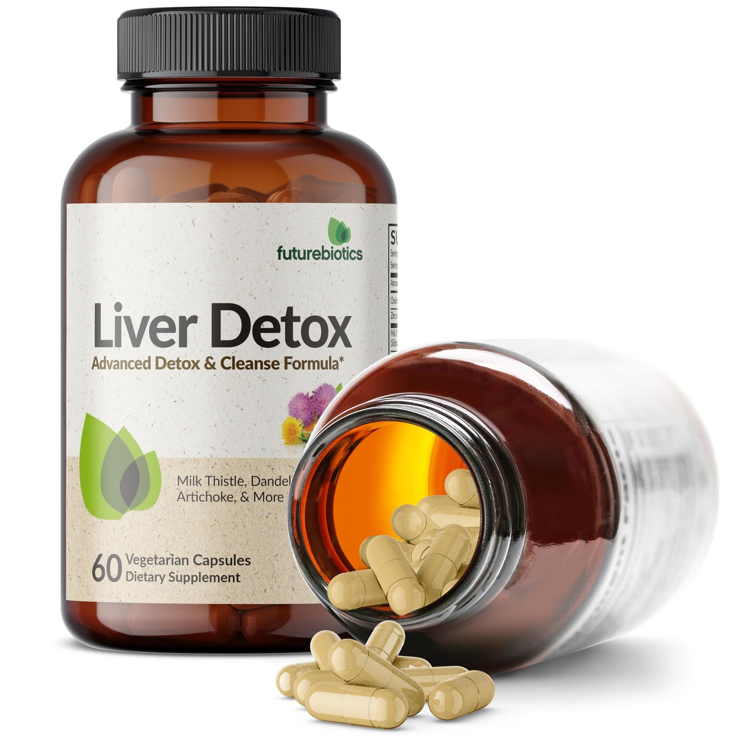 Futurebiotics Liver Detox Advanced Detox & Cleanse Formula Supports Healthy Liver Function with Milk Thistle, Dandelion Extract, Turmeric, Artichoke Leaf, & More, Non-GMO, 60 Vegetarian Capsules
