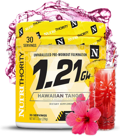 Nutrithority - 1.21GW High Stim Pre Workout Powder for Men (Hawaiian Tango)