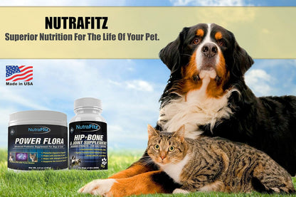 Power Flora - Probiotics for Dogs and Cats with 9 Live Strains - Dog Probiotics Improves Dog Breath, UTI, Diarrhea, Constipation, Skin Allergy, Hot Spots - Odorless Powder - 350 Billion CFU/jar