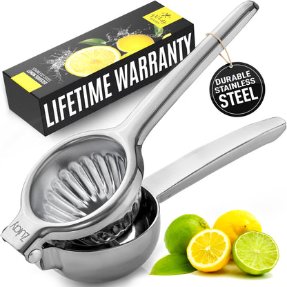 Zulay Kitchen Lemon Squeezer Stainless Steel - Premium Quality, Heavy Duty Solid