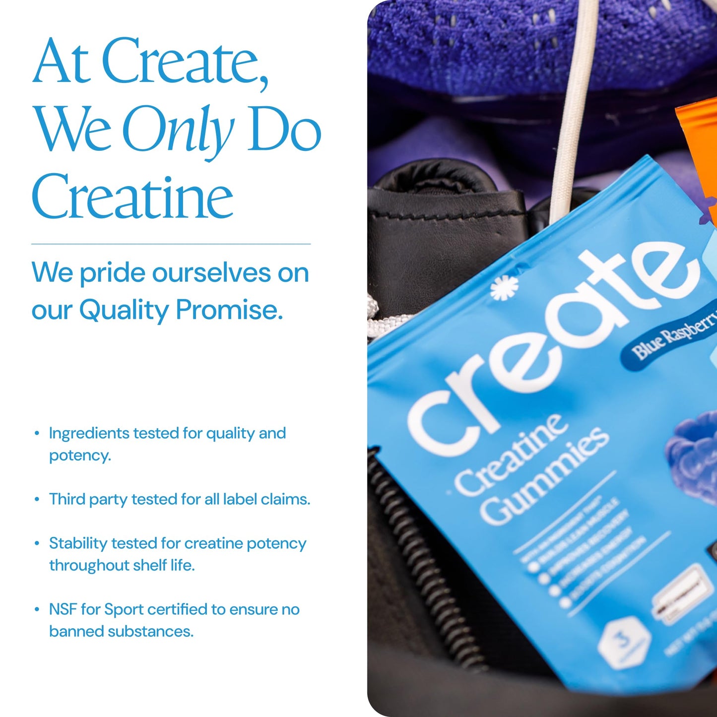 Create Creatine Gummies – Single-Serve Packs – 30ct – Variety Pack | NSF Certified for Sport – Made with Creatine Monohydrate, Vegan & Gluten-Free, Anti-Melting Formula, 3 Gummies per Pack