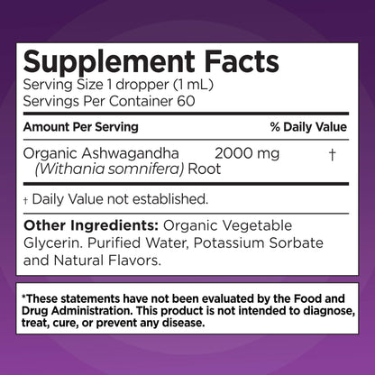 Ashwagandha KSM 66 Drops, 2000mg Natural Berry Flavor - Ashwagandha Supplements for Women, Ksm-66 Ashwaganda Extract for Immune Support, Performance, Heart Health - 60 Servings