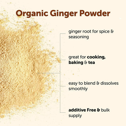 Organic Ginger powder, 2lbs (32oz) | Premium Source for Spice & Seasoning | Great for Baking, Cooking & Tea | Additive Free, Non-GMO, Bulk Supply