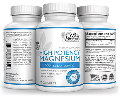 Milamiamor High Potency Magnesium | Whole Body Support | Heart, Nerve and Bone
