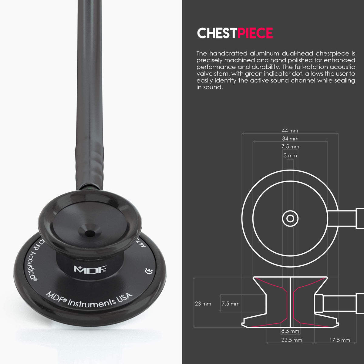 MDF Acoustica Lightweight Stethoscope for Doctors, Nurses, Students