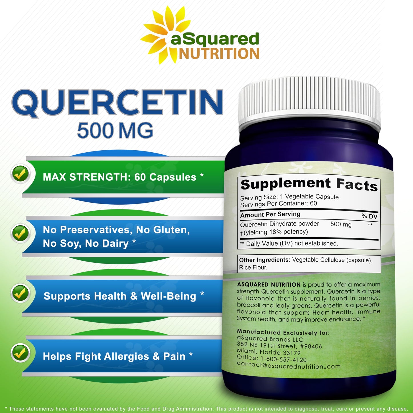 Quercetin 500mg Supplement - 200 Capsules - Dihydrate Powder Complex Pills | Max Strength Quercetin Dihydrate Supplements to Support Cardiovascular Health & Help Improve Immune Response