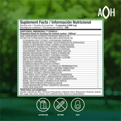 ADAPTOHEAL Immunheal Immune System Support Reishi, Ginseng (180 Caps)