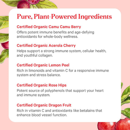 Pure Synergy Pure Radiance C | Organic Vitamin C Powder | 100% Natural, Whole Food, Non-GMO Supplement with Organic Camu Camu| for Immune and Collagen Support (3.1 oz Powder)