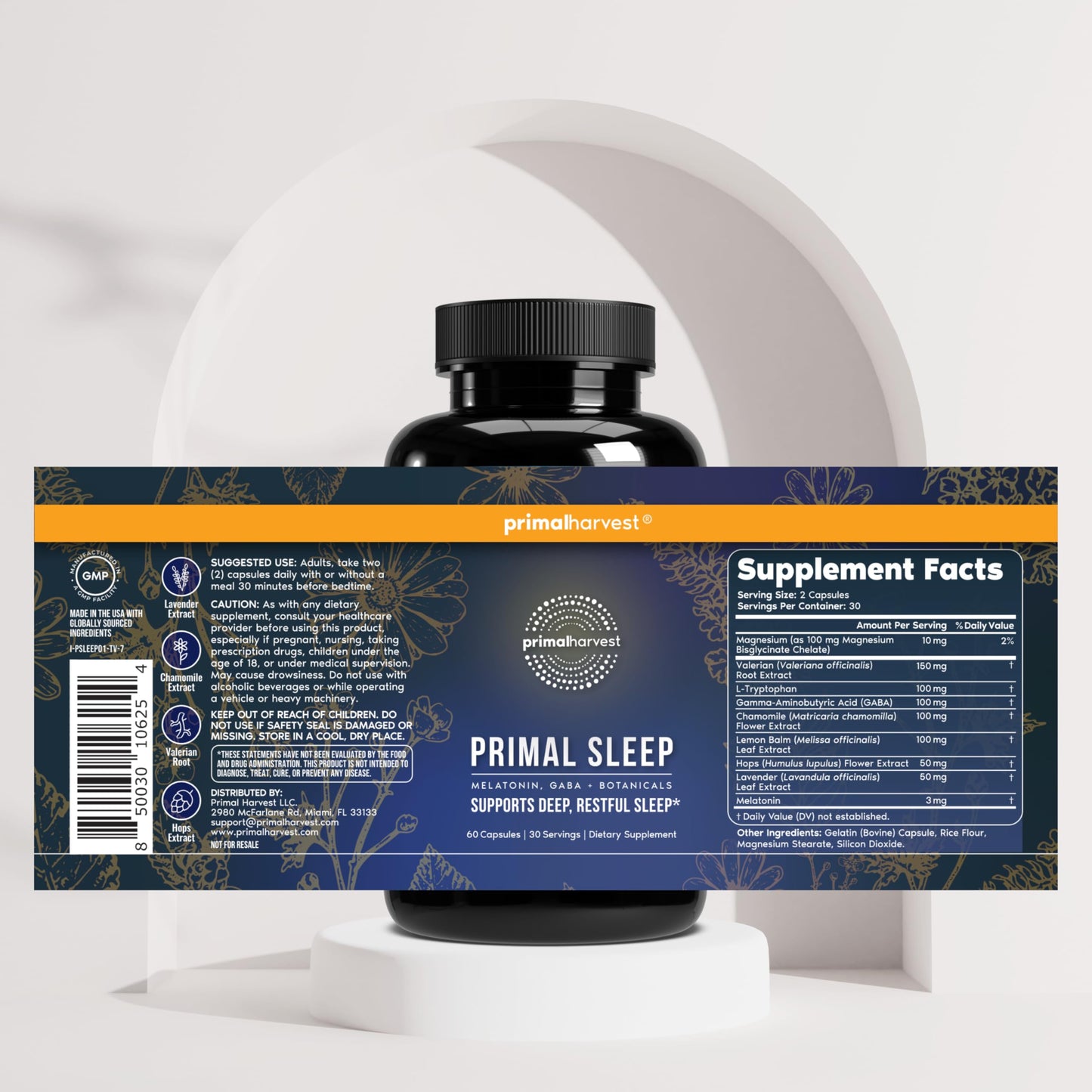 Primal Harvest Sleep - Daily Supplement, Gluten & Dairy Free, for Men & Women
