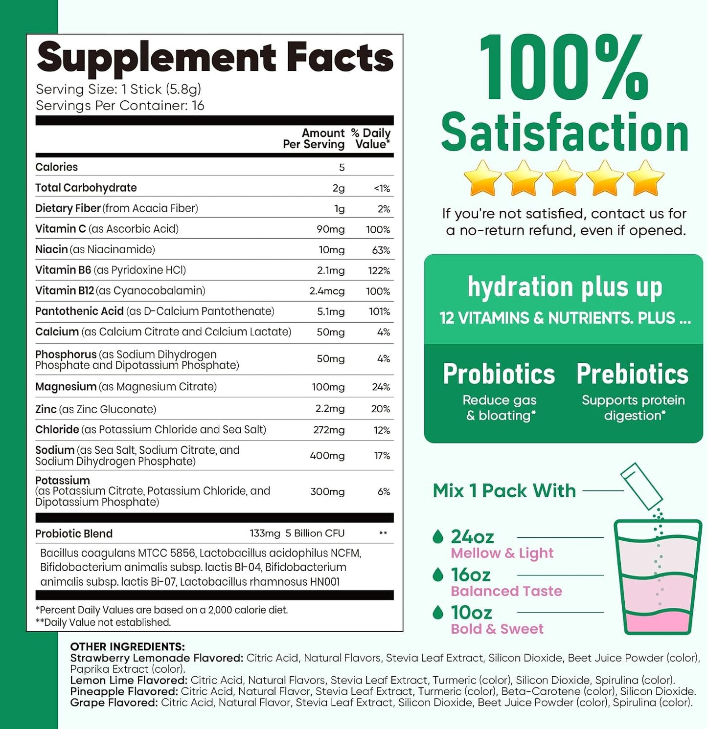 Venture Pal Sugar Free Hydration Packets + Gut Health Electrolytes Powder | Liquid Daily IV with 7 Electrolytes, 5 Vitamins, Probiotics & Fiber for Dehydration Relief and Gut Health Support