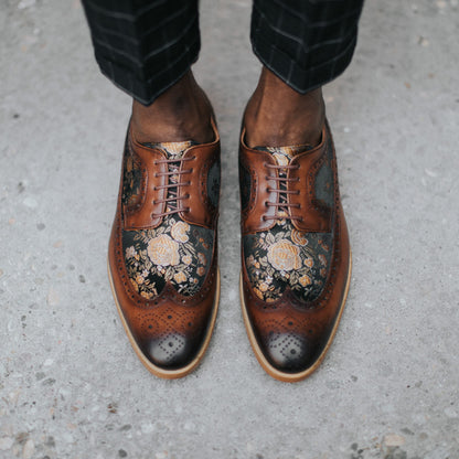 TAFT Preston Leather and Jacquard Wingtip Men's Dress Shoe