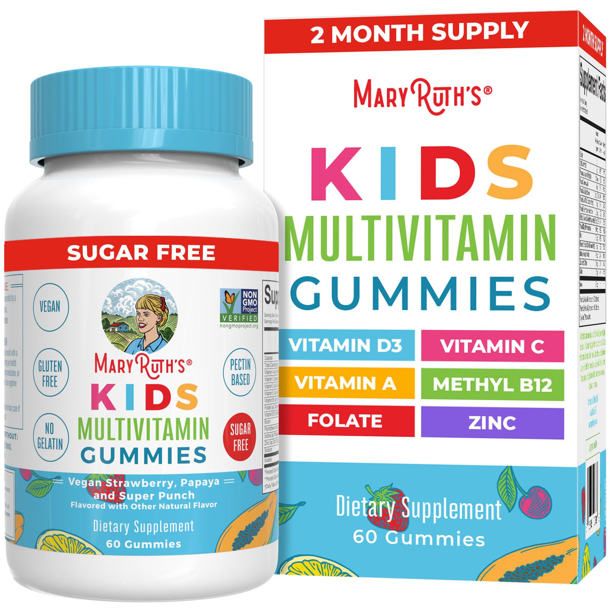 Kids Vitamins by MaryRuth's | Sugar Free | 2 Month Supply | Kids Multivitamin Gummies