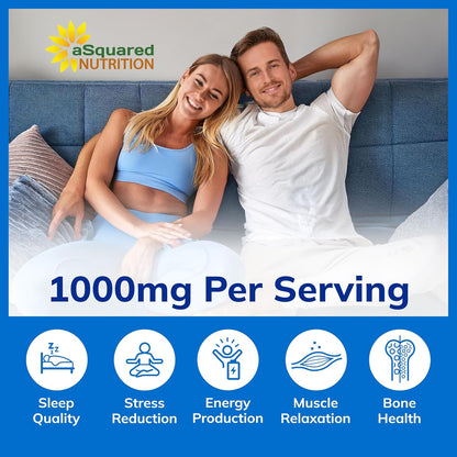 Glicinato de magnesio 1000mg con vitamina D3 y B6-500mg por cápsula - Suplemento complejo de magnesio elemental puro para el sueño, los músculos y la salud ósea - Reemplace gomitas, tabletas y polvo